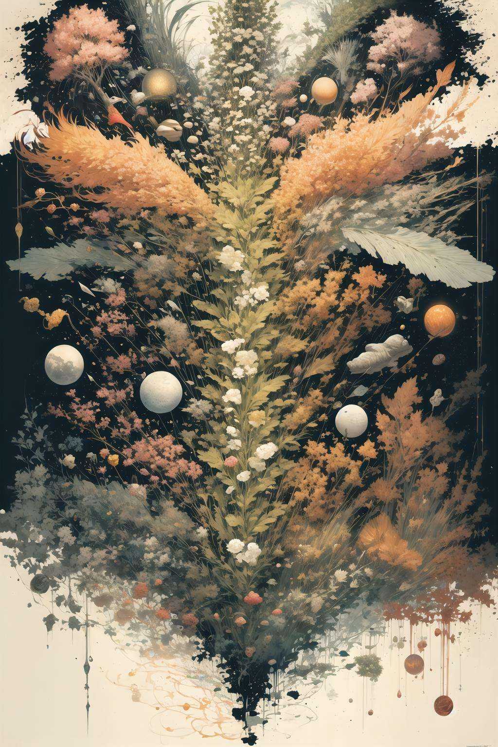 masterpiece, best quality, (pencil:1.25), Astro-Botanical Expressionism, Interstellar Flora, Phosphorescent Fauna 