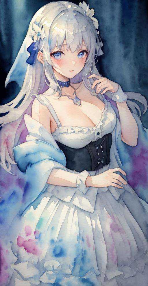 masterpiece,best quality,asterpiece,beautiful,extremely detailed CG unity 8k wallpaper,(((watercolor))),1girl, 
