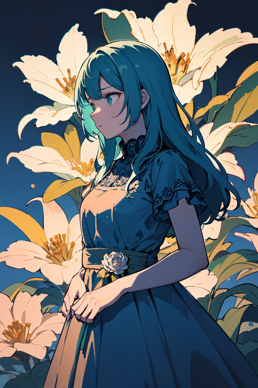 woman,  flower dress,  colorful on Tensor.Art