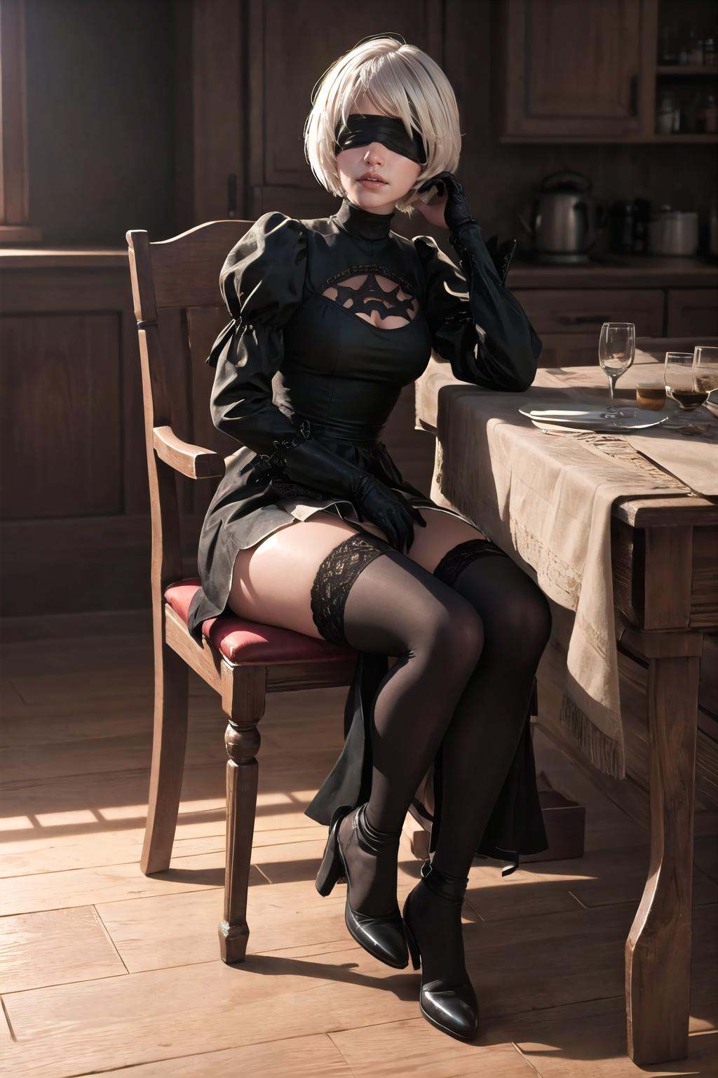 n_2b,  mole under mouth,  large breasts on Tensor.Art