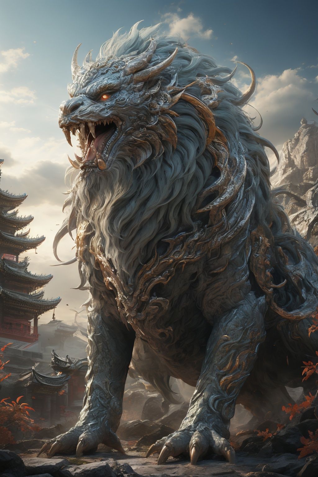 <lora:dahuangdongjing_20230717143530-000008:0.7>,dahuangdongjing,masterpiece,ultra high resolution,exquisite details,open your mouth,sharp teeth,