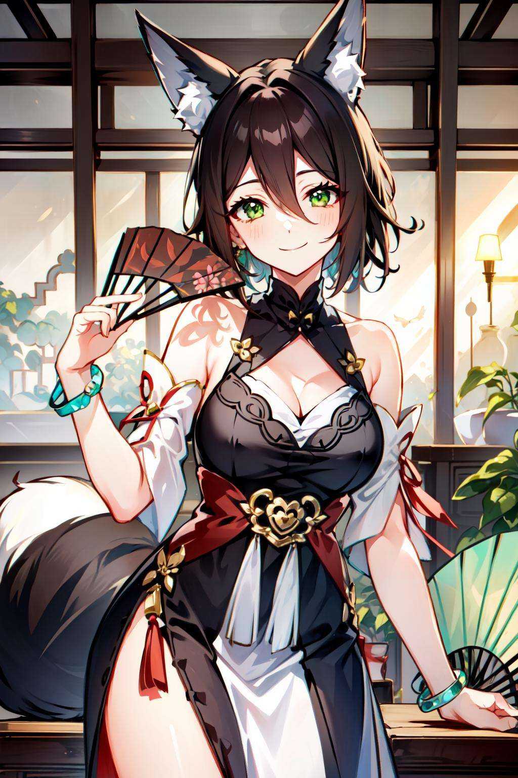 tingyun(hsr),  green eyes,  fox ears on Tensor.Art