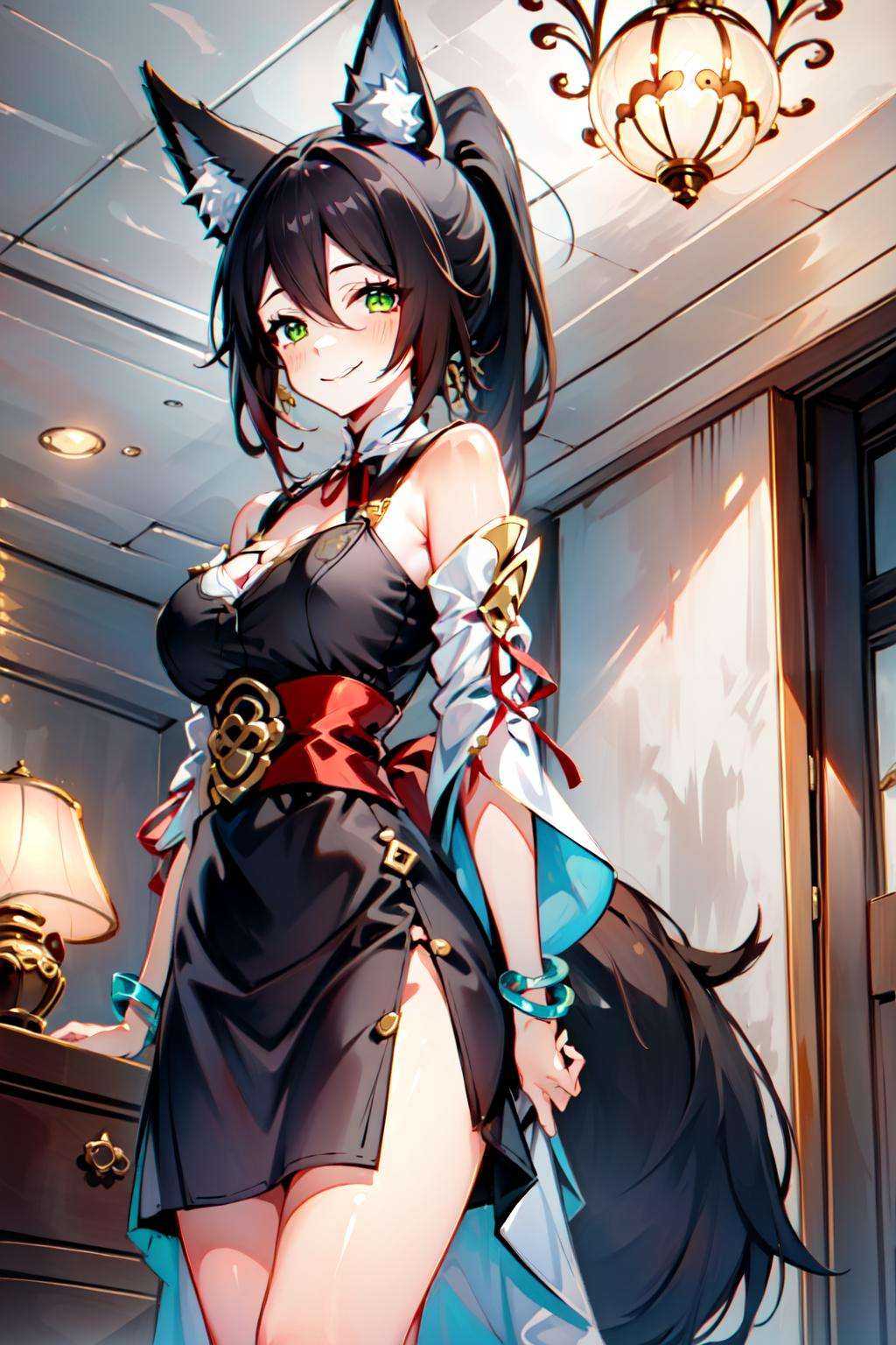 tingyun(hsr),  from below,  green eyes on Tensor.Art