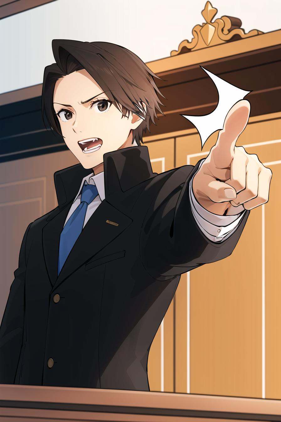 objection,  ace attorney,  1boy on Tensor.Art