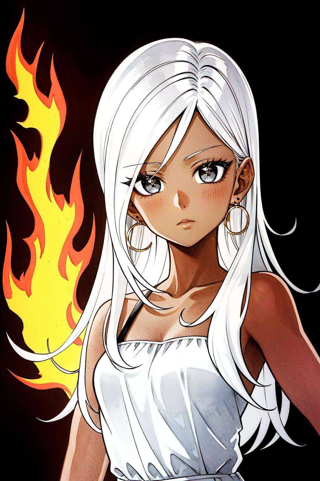 toriyama_akira,  1girl,  white_hair on Tensor.Art