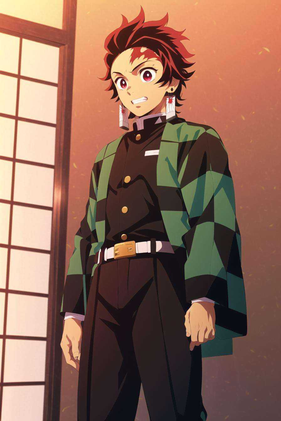 kimetsu no yaiba style,  kamado tanjiro,  demon slayer uniform on Tensor.Art
