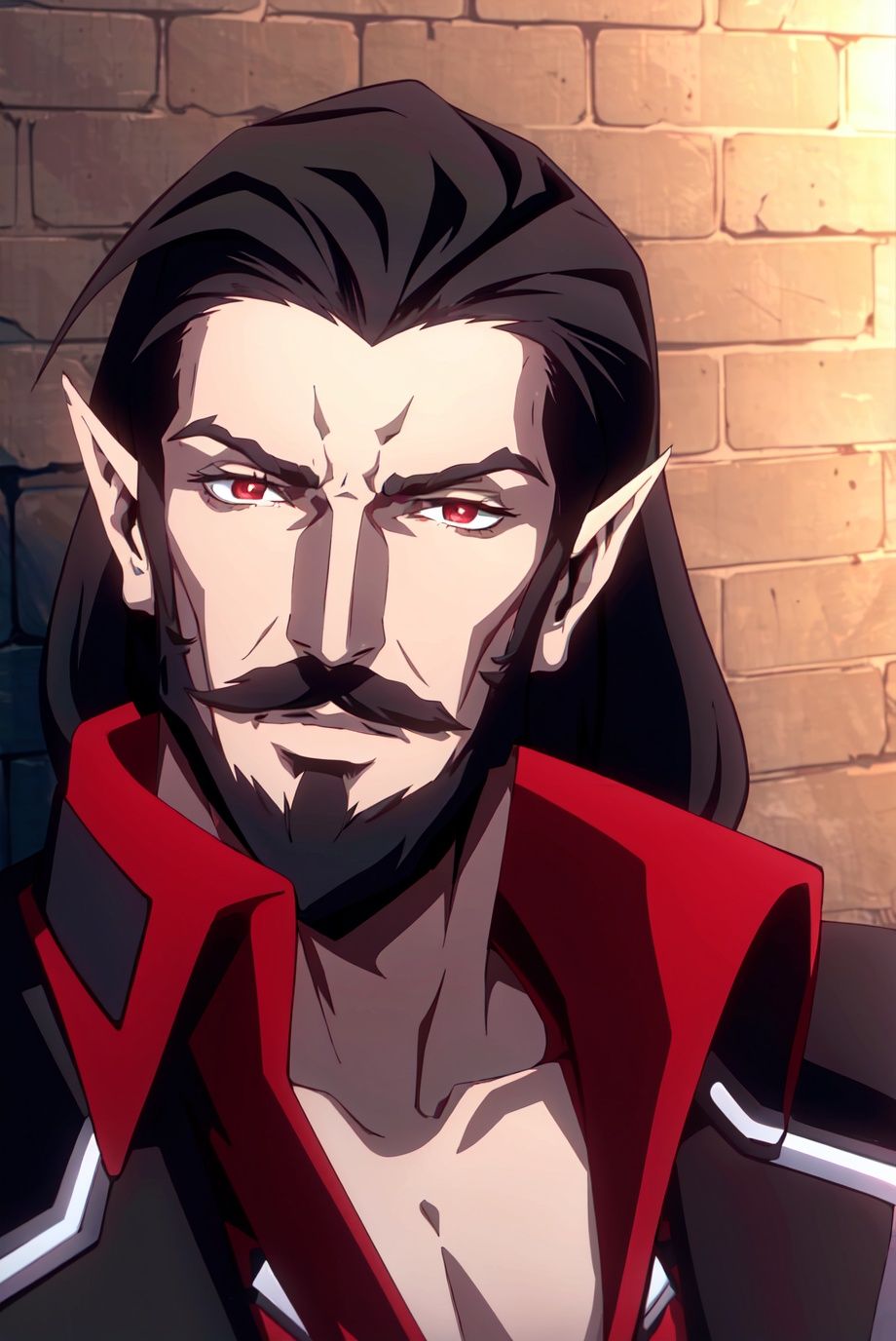 castlevania style,  1boy,  facial hair on Tensor.Art