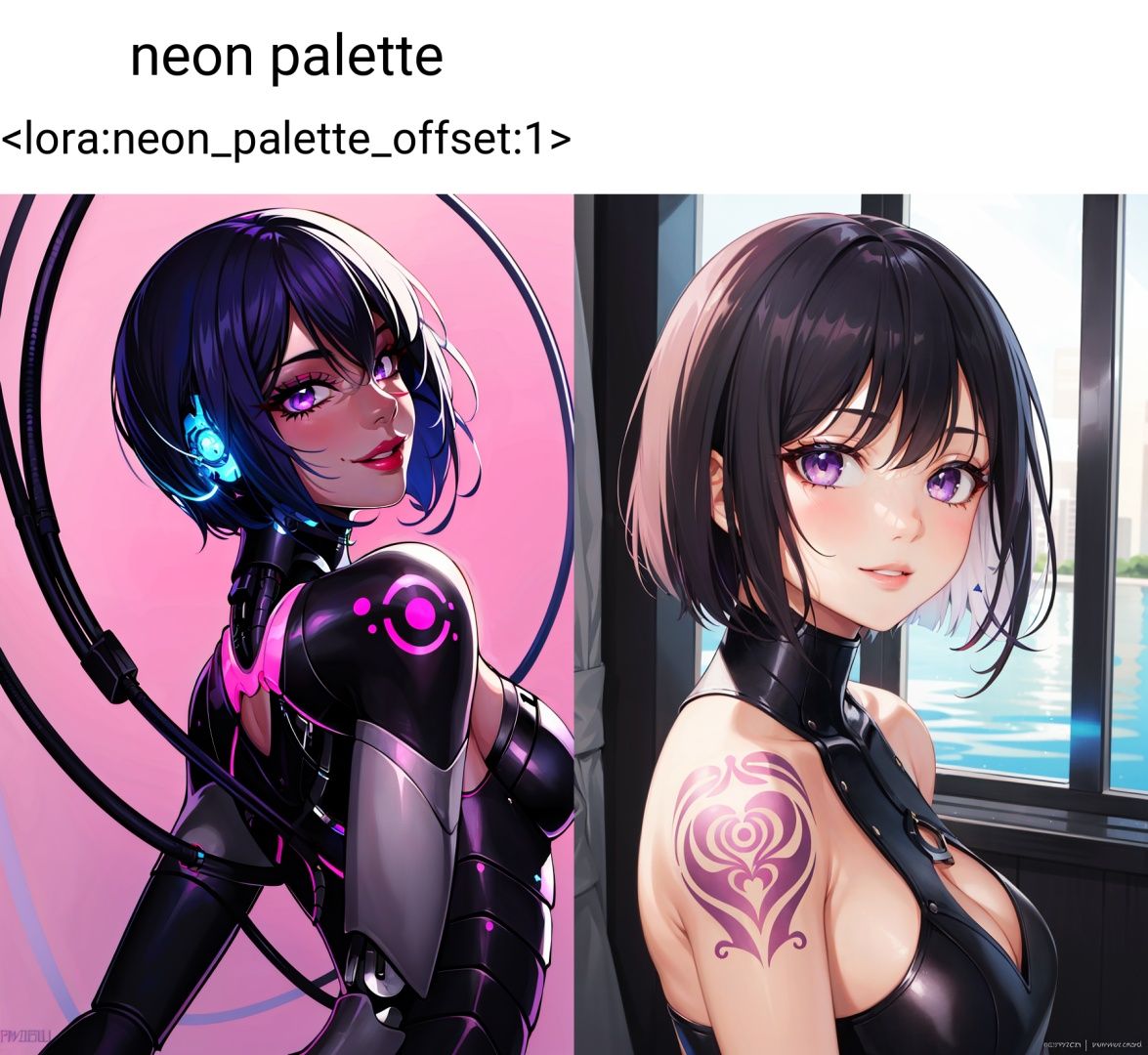 neon palette ,  1girl,  artist name on Tensor.Art