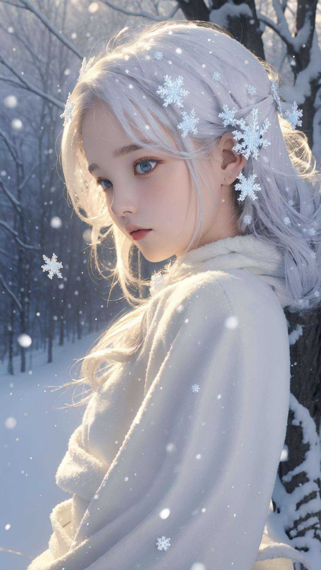 masterpiece, best quality,highres, 1girl, <lora:weddingdress_20230712023801-000002:0.8>, <lora:butterfly:0.5>, butterflystyle, snow, snowing,snowflake hair ornament, 