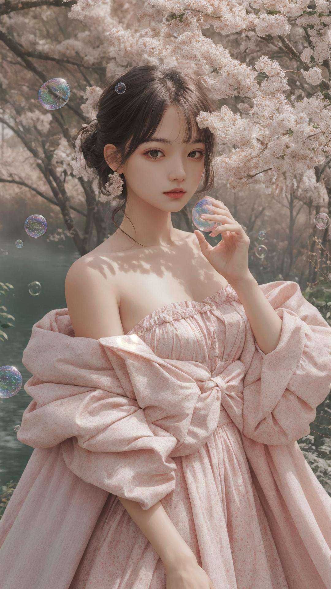 masterpiece, best quality,highres, 1girl, <lora:weddingdress_20230712023801-000002:0.8>,bubbles