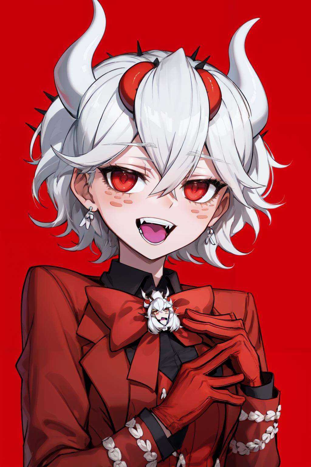 beelzebub(helltaker),  red bowtie,  freckles on Tensor.Art