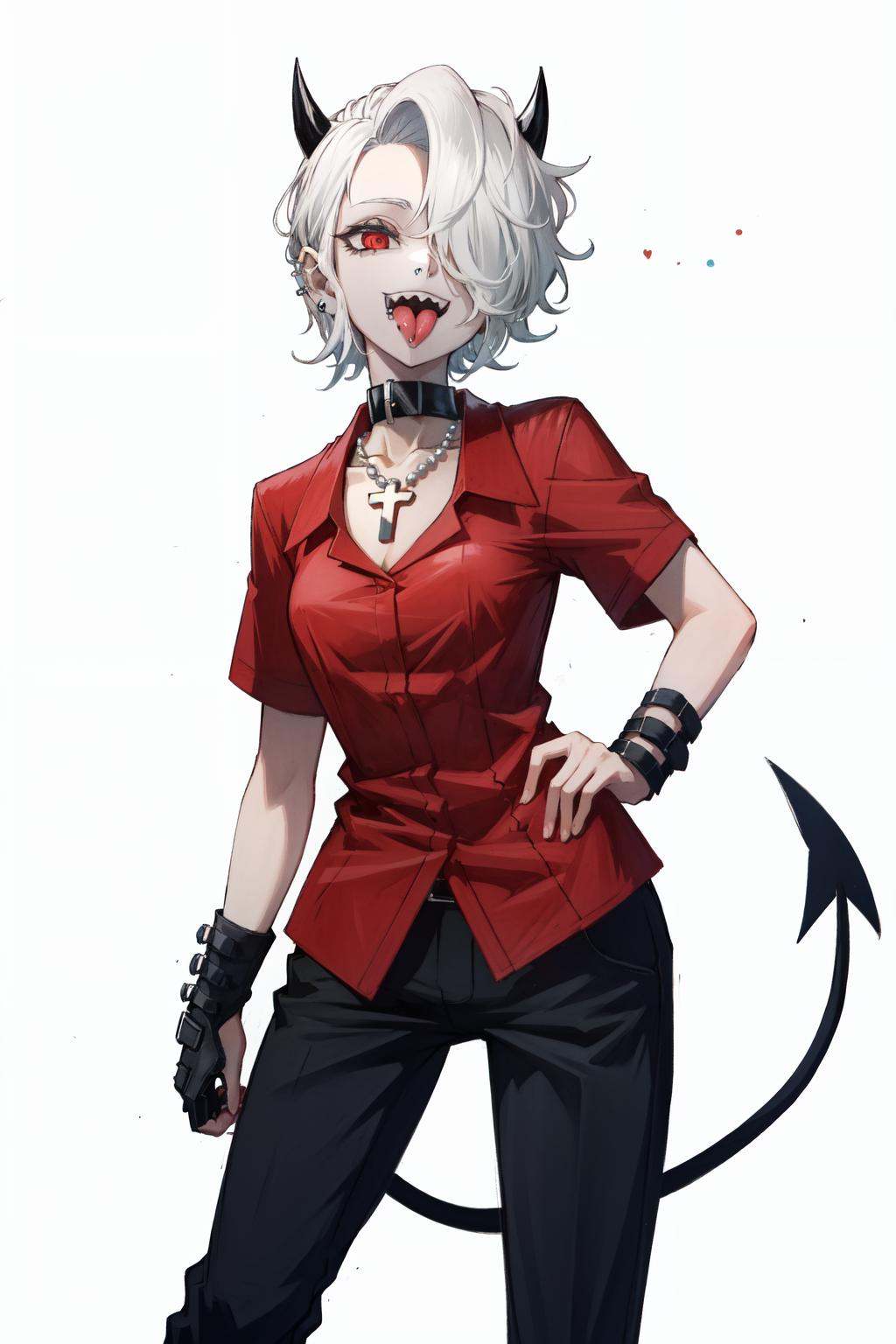 zdrada(helltaker),  solo,  short hair on Tensor.Art