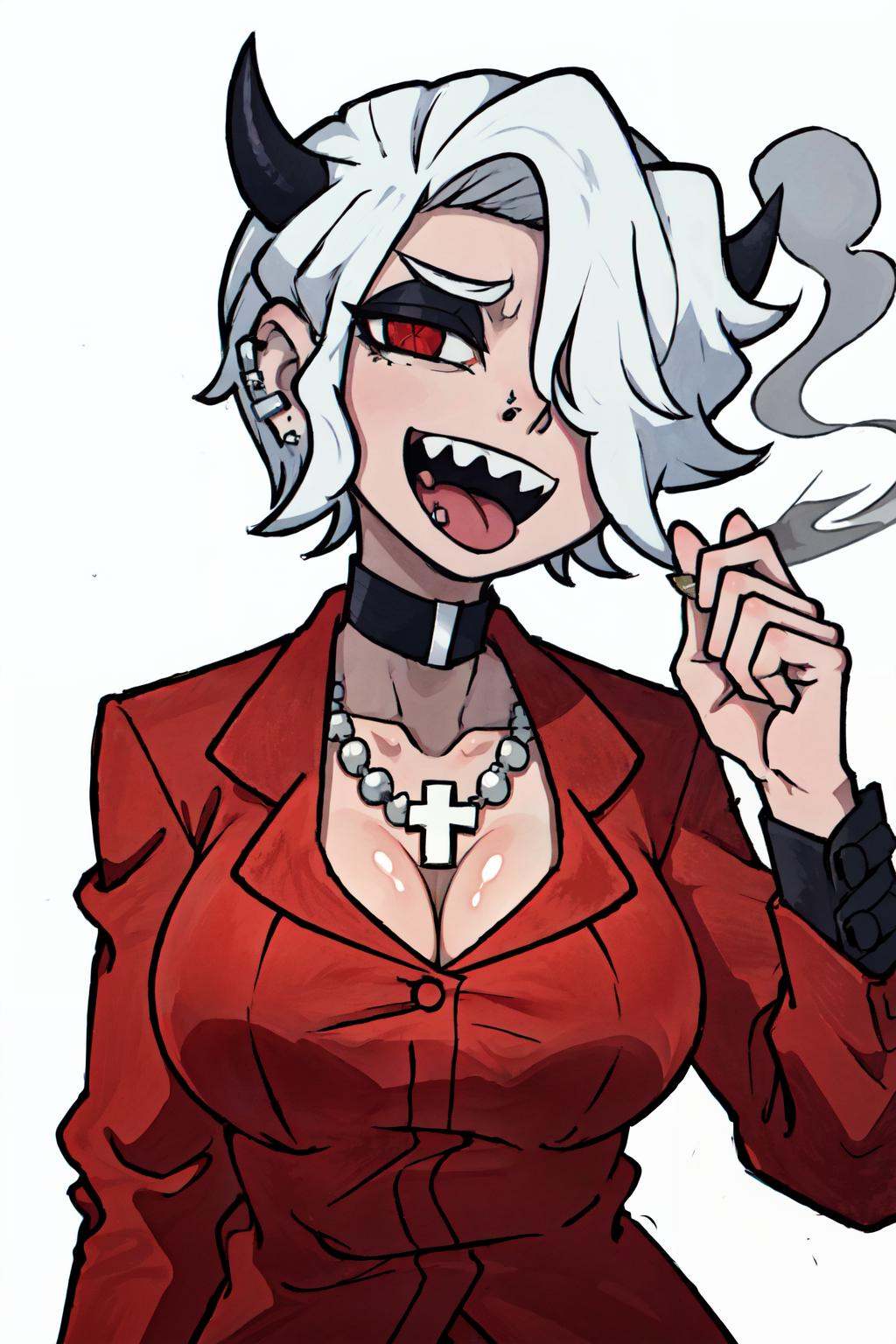 zdrada(helltaker),  solo,  short hair on Tensor.Art
