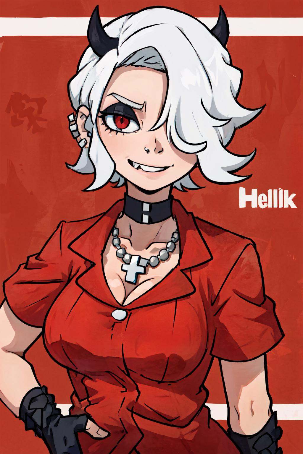 zdrada(helltaker),  solo,  short hair on Tensor.Art