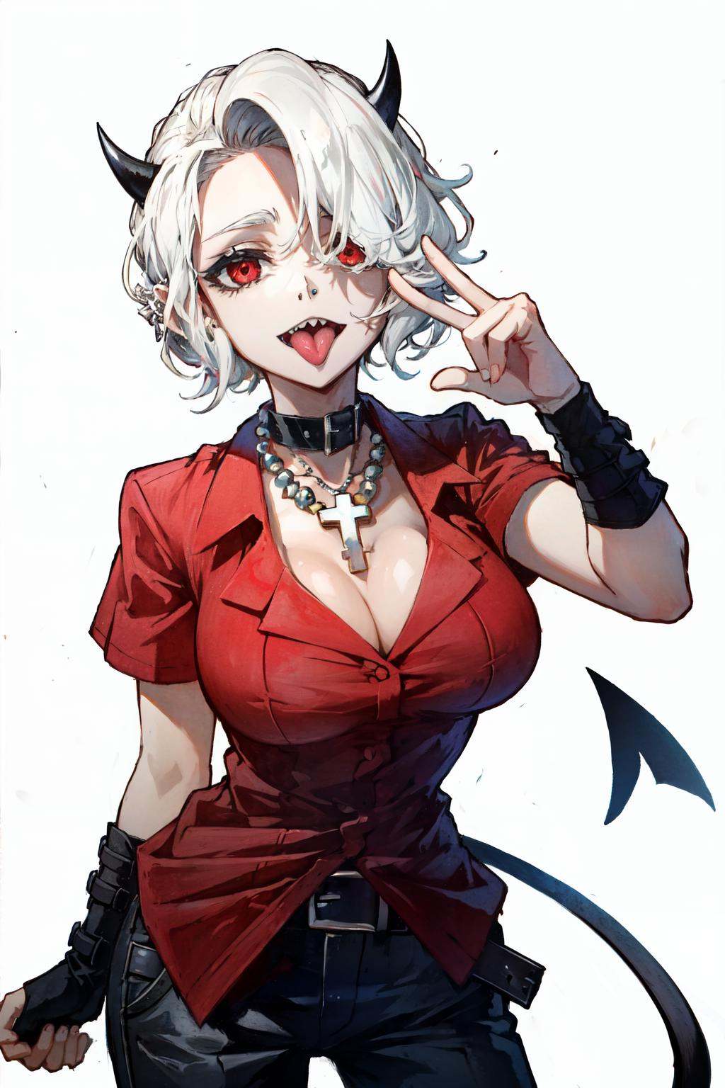 zdrada(helltaker),  solo,  short hair on Tensor.Art