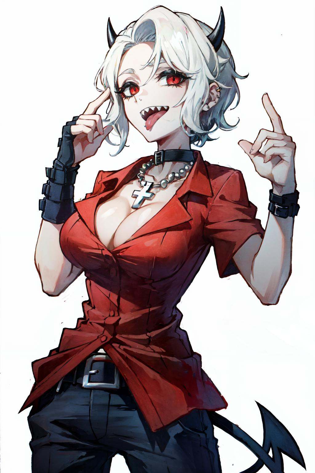 zdrada(helltaker),  solo,  short hair on Tensor.Art