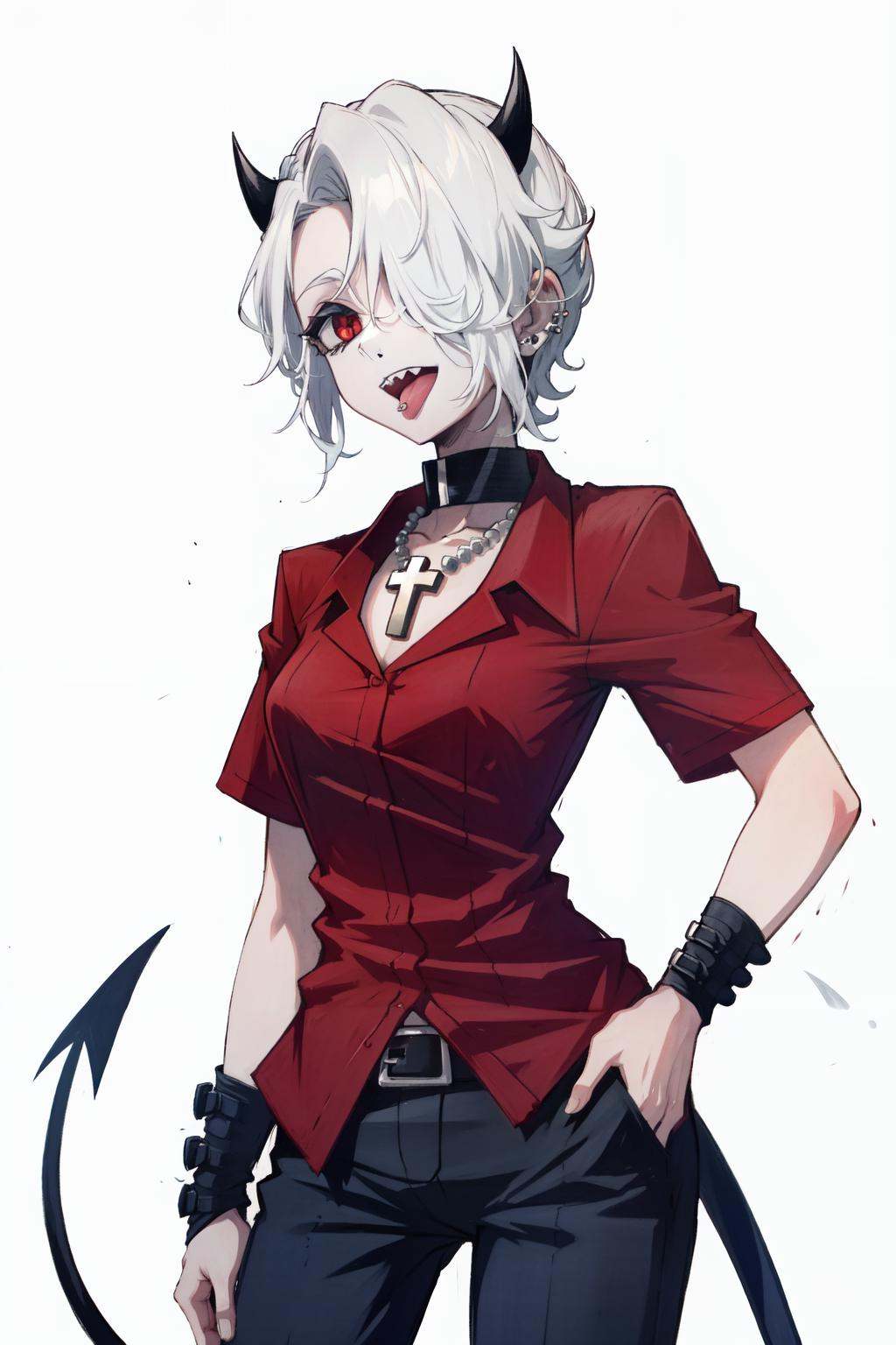 zdrada(helltaker),  solo,  short hair on Tensor.Art