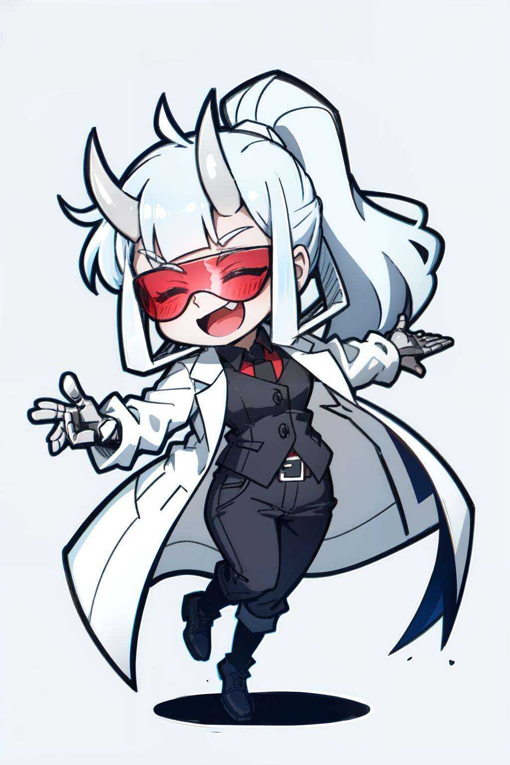 loremaster(helltaker),  black footwear,  full body on Tensor.Art