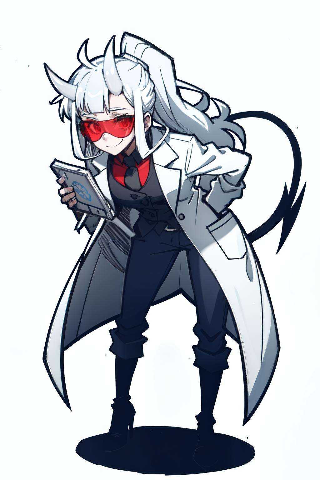 loremaster(helltaker),  black footwear,  knee boots on Tensor.Art