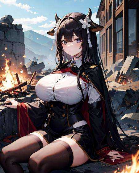 kashino,  black hair,  huge breasts on Tensor.Art