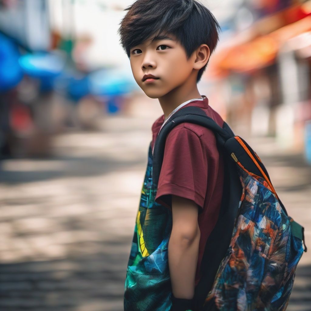 1boy ,asian boy,Sony Alpha 1,cool, Sony FE 16-35mm f/2.8 GM, sharp focus, highly detailed, rich colors, vibrant colors, trending on Artstation, 4k