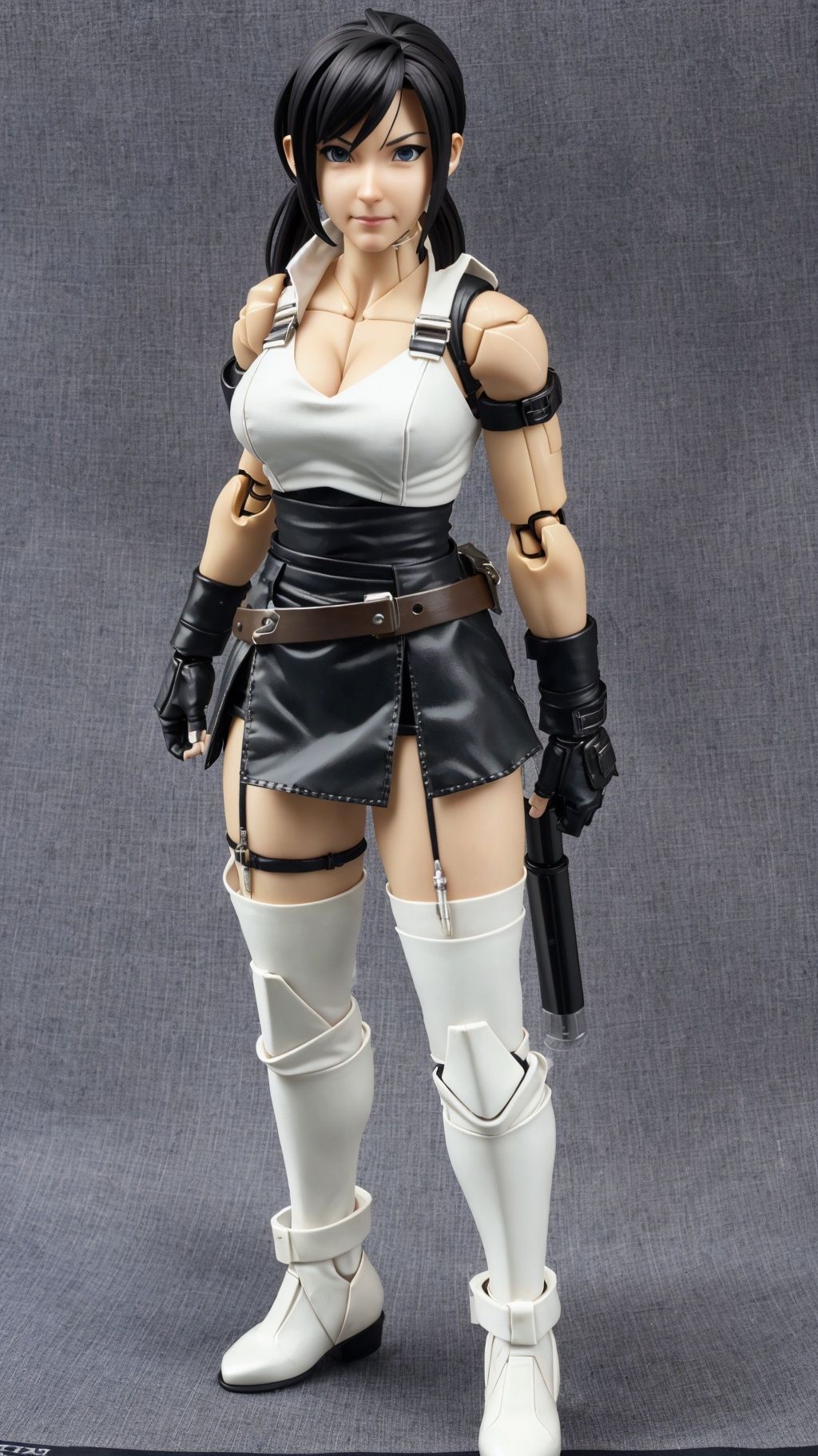 (ActionFigureQuiron style),  solo,  Tifa Lockhart (Final Fantasy VII): Tifa's iconic white **** top on Tensor.Art