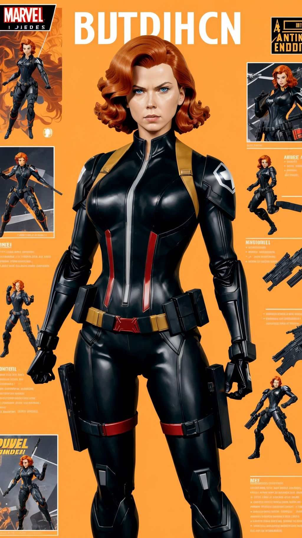 (ActionFigureQuiron style),  solo,  Black Widow (Marvel Comics): Black Widow's sleek black suit on Tensor.Art