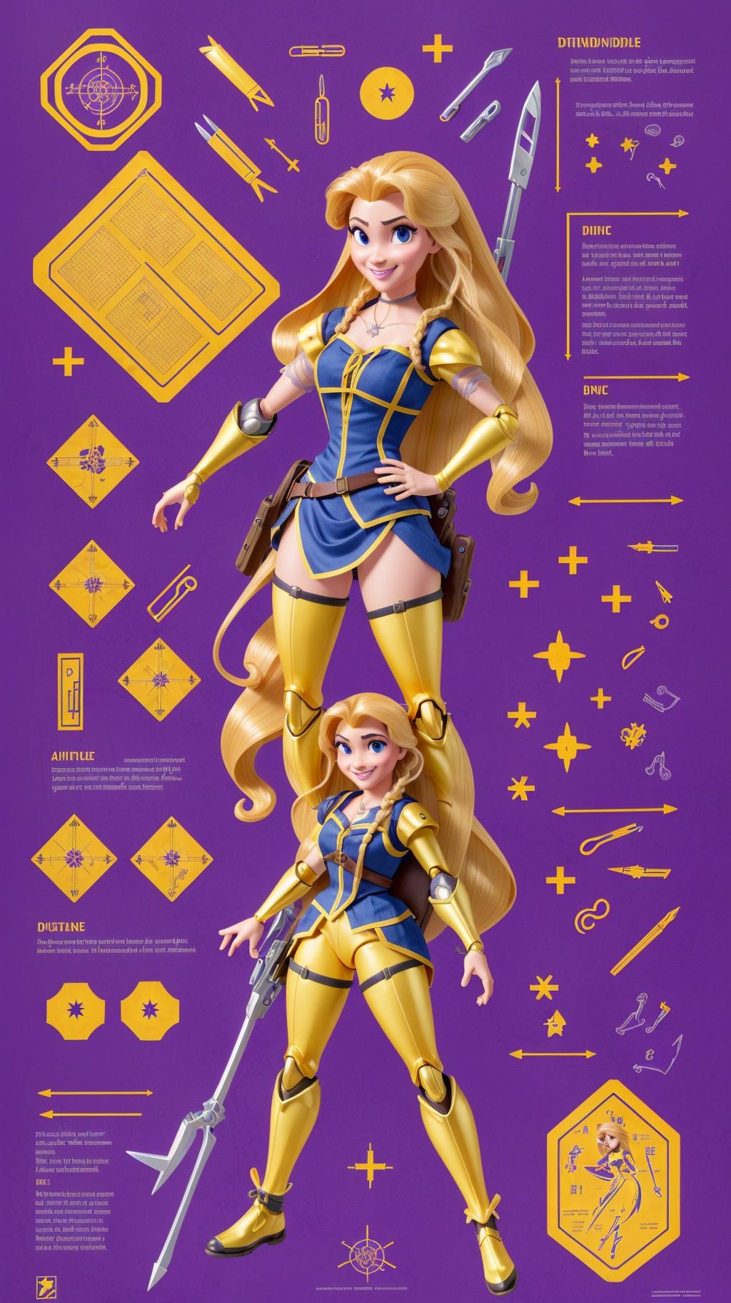 (ActionFigureQuiron style),  solo,  Rapunzel (Tangled): Rapunzel's long golden hair on Tensor.Art