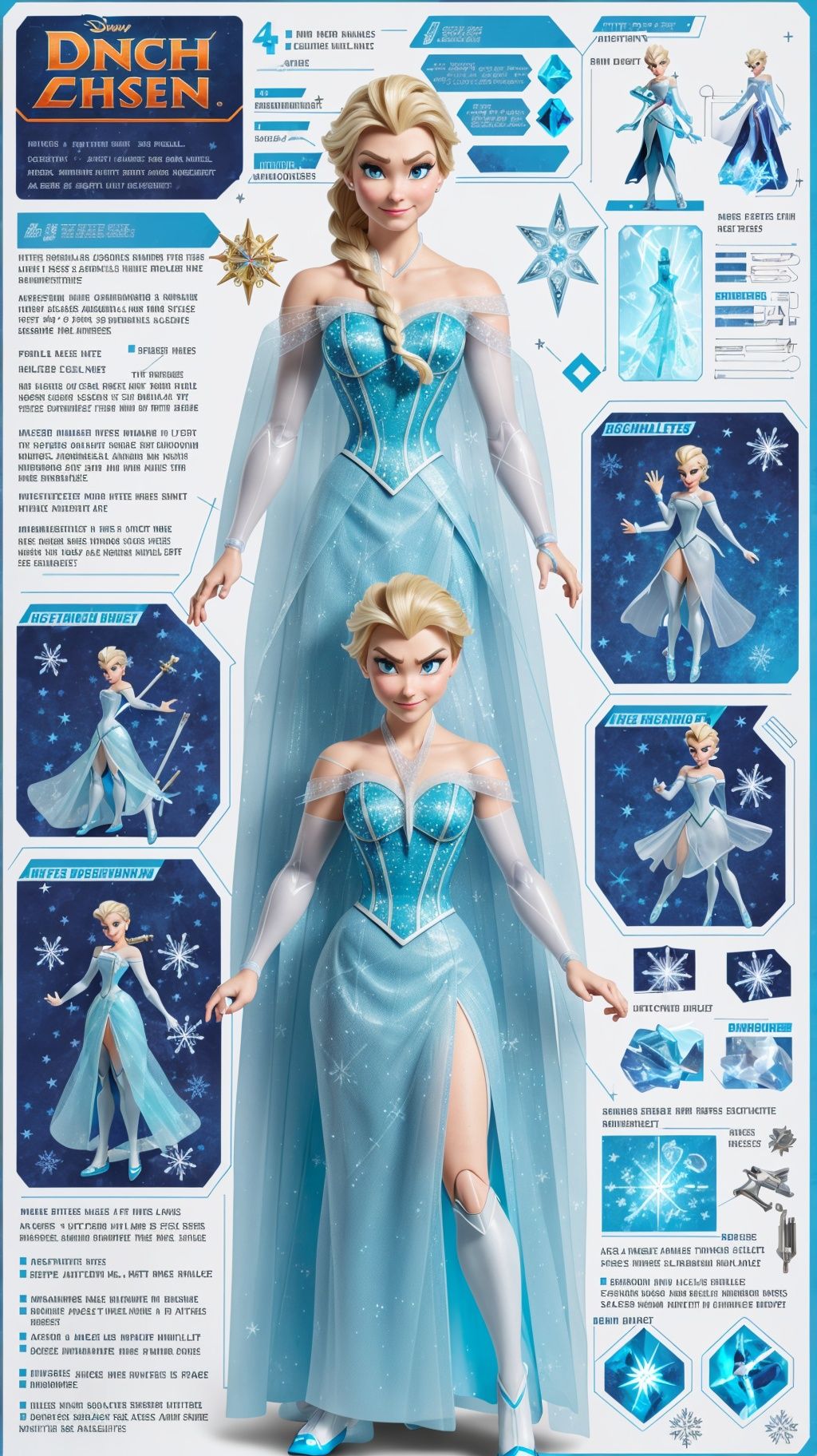 (ActionFigureQuiron style),  solo,  Elsa (Frozen): Elsa's flowing ice-blue dress on Tensor.Art