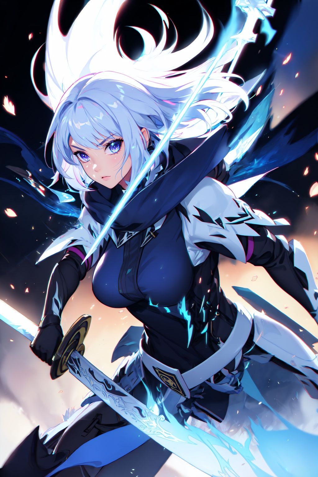 colorful,  1girl,  white hair on Tensor.Art