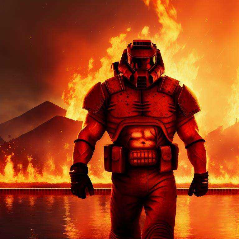 RAW photo,  muscular doomguy walking towrd the viewer, on Tensor.Art