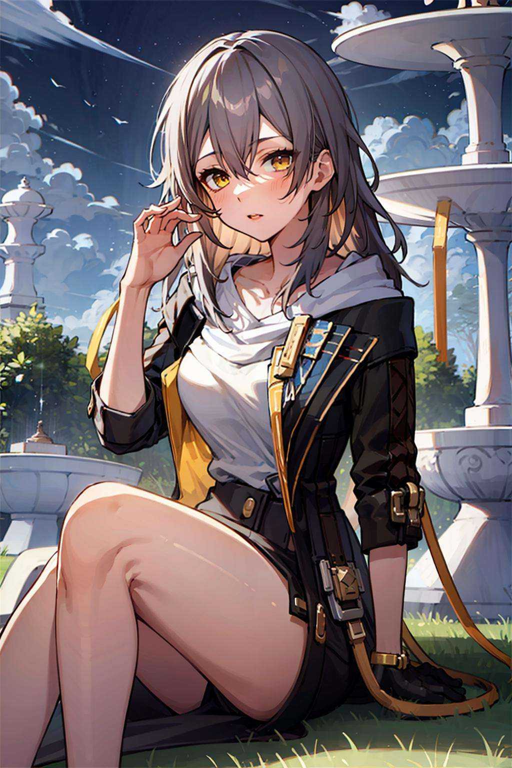 <lora:bengtie_kaituozhe_v1.0:1>,kaituozhe\(character\),park,(sit on the grass:1.5),hands in front of you,blue sky,white clouds,tree,fountain,best quality,masterpiece,illustration,extremely detailed,CG,unity,8k wallpaper,Amazing,finely detail,masterpiece,best quality,official art,extremely detailed CG unity 8k wallpaper,absurdres,incredibly absurdres,ultra-detailed,highres,(pureerosface_v1:0.5),(ulzzang-6500-v1.1:0.5),