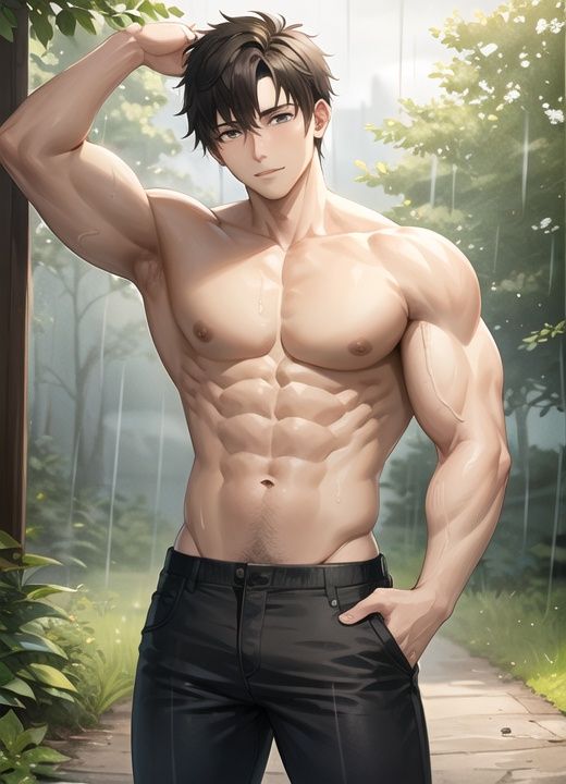 pectorals,  male,  forest on Tensor.Art