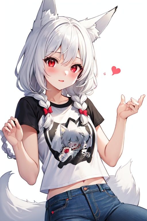 White hair,  long braids,  fox ears on Tensor.Art