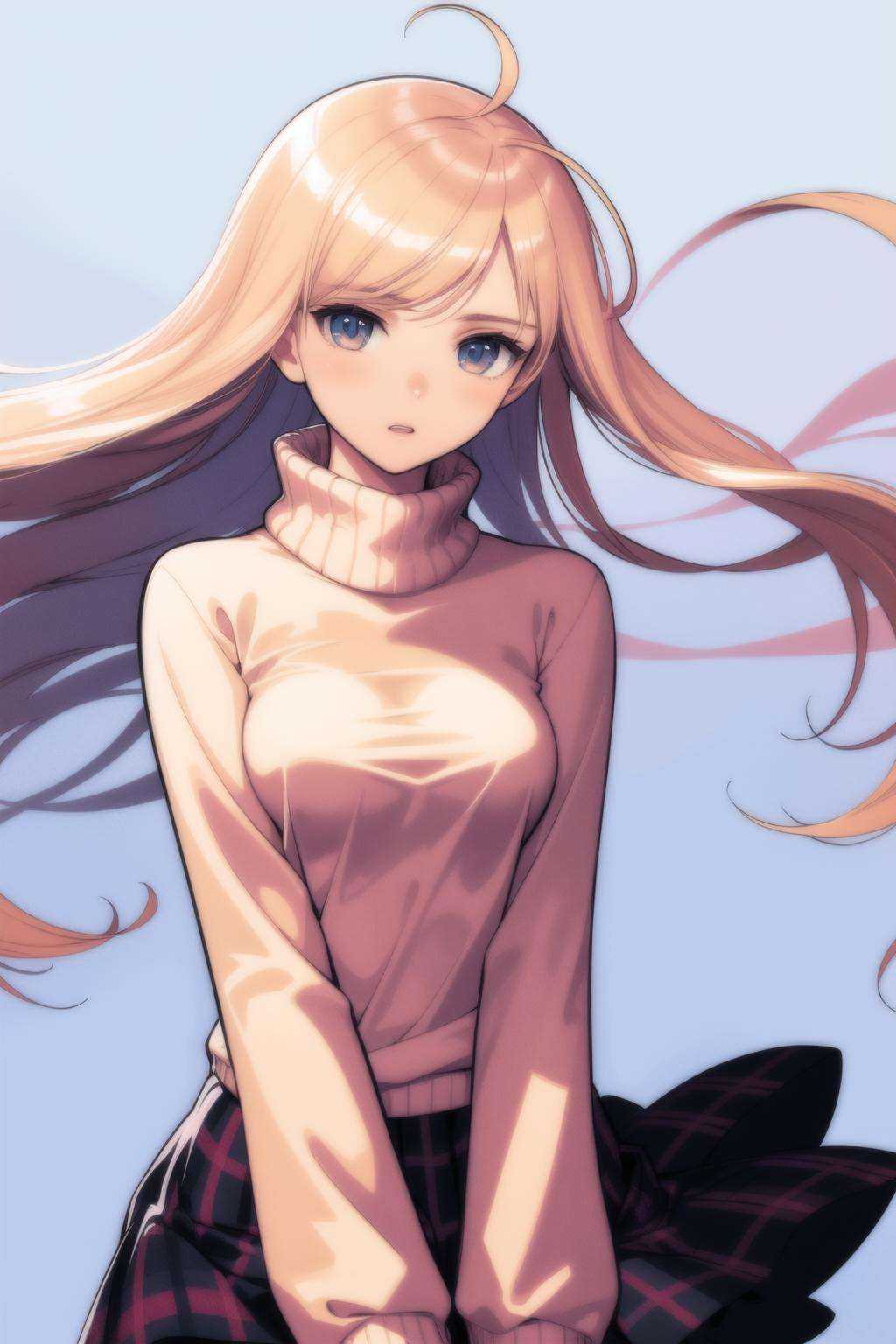 1girl,  turtleneck sweater,  plaid skirt by psoft on Tensor.Art