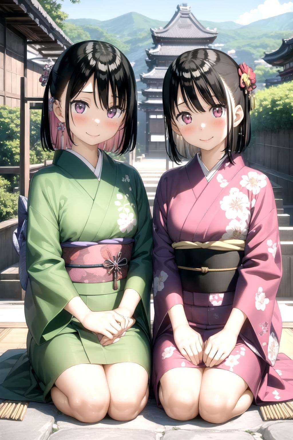 2girls,  looking at viewer,  blush by psoft on Tensor.Art