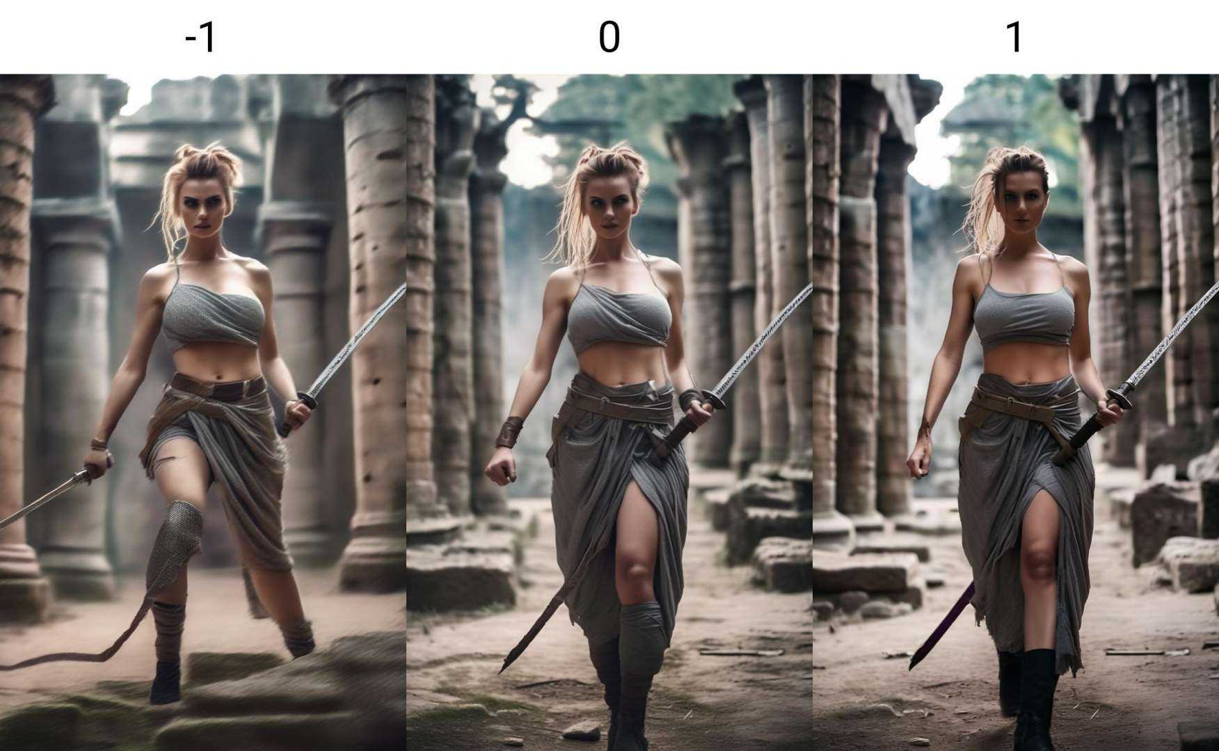 slender woman in chainmail halter top,  hair in messy bun,  big breasts on Tensor.Art