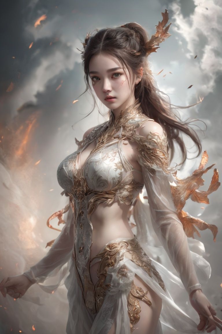 chinese girl,Masterpiece, ultra high resolution, artwork, magnificent contrast, fantasy, fantasy, atmosphere, girl, exquisite details, clear patterns, clear visuals, clarity, sophistication, realism, reality, fantasy theme, （whole body：1.5）,1girl