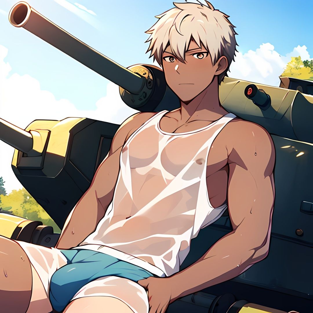 ((masterpiece)),((best quality)),8k,high detailed,ultra-detailed,anime,CG,{{Masterpiece, Best Quality, Extremely Detailed CG, Unity 8k Wallpaper }},
1boy,topless, summer,dark skin,white hair,white eyes, see-through **** top, boxer briefs,