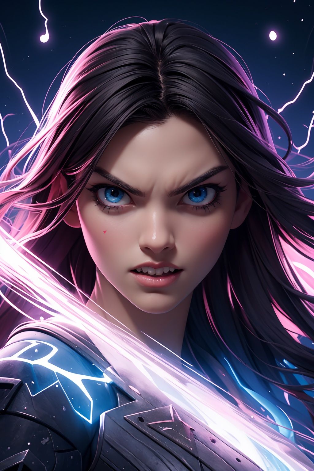 angry girl,  detailed face,  luminous effects on Tensor.Art