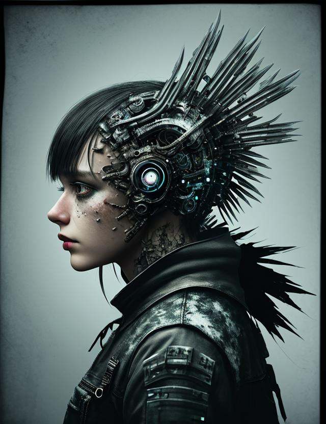woman,  clothed,  Bio Art Biopunk Desolate Virtual Texturing Snowdrop engine Grungy Photograms Side View on Tensor.Art