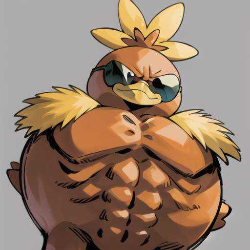 swole torchic,  solo,  smirk on Tensor.Art