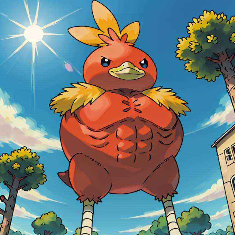 sugimori ken \(style\),  swole torchic,  no_humans on Tensor.Art