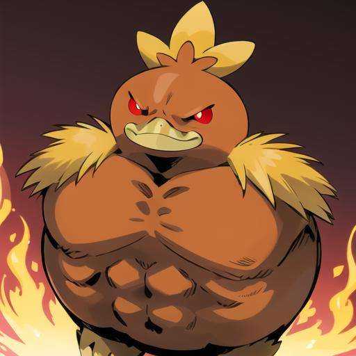 swole torchic,  solo,  smirk on Tensor.Art