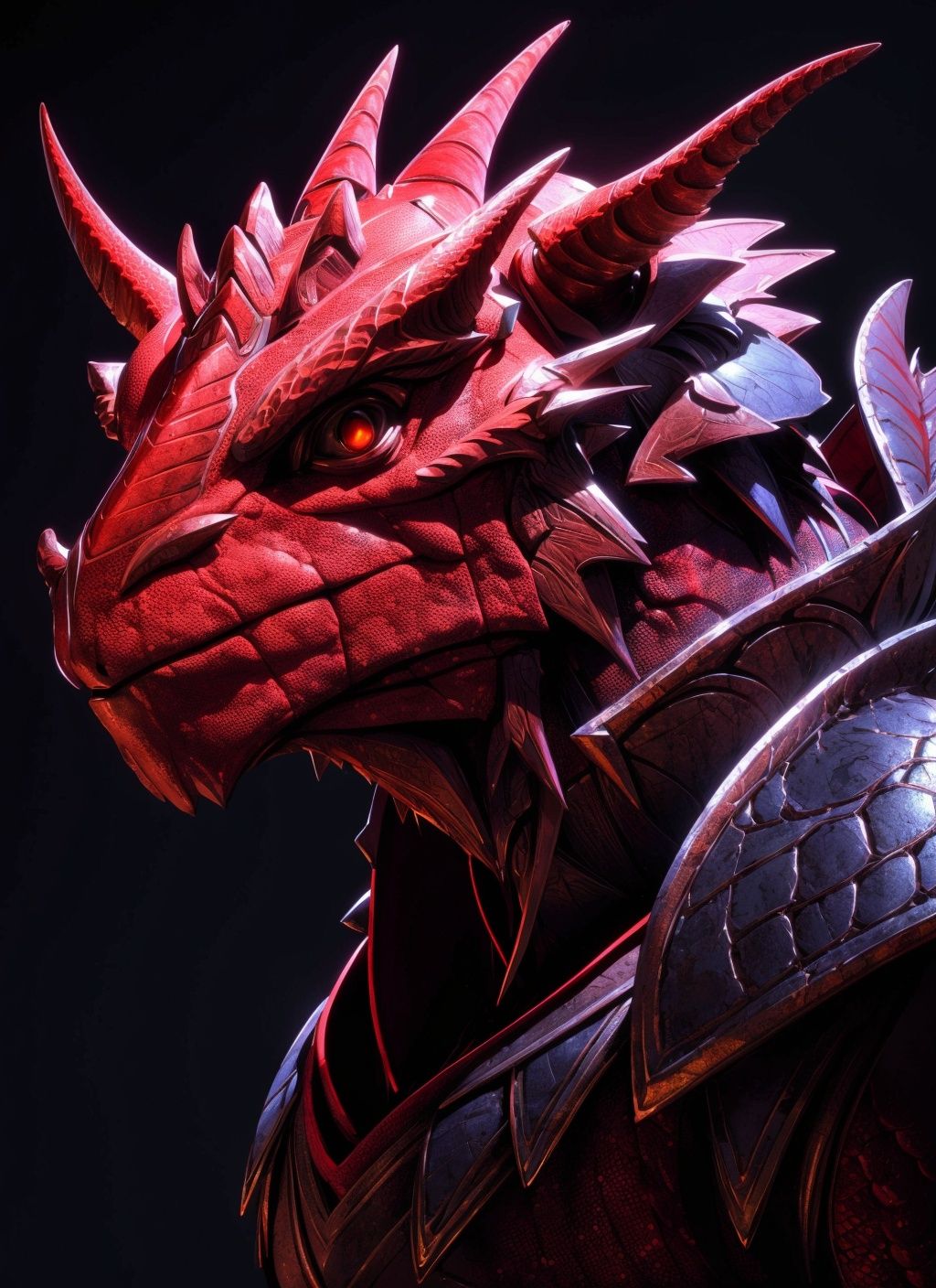 red dragonborn,  male,  horns on Tensor.Art