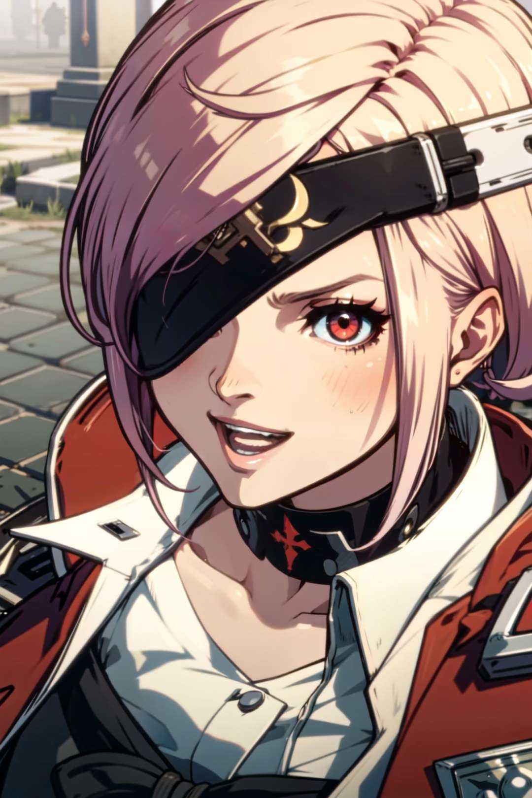 happy,  a battle girl,  red eyes on Tensor.Art