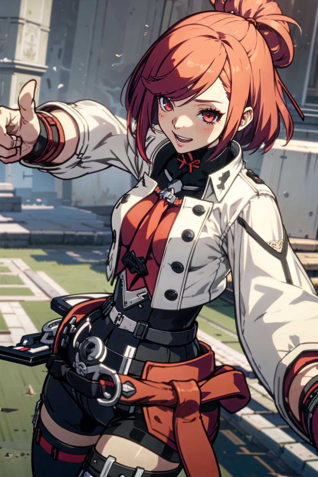 happy,  a battle girl,  red eyes on Tensor.Art