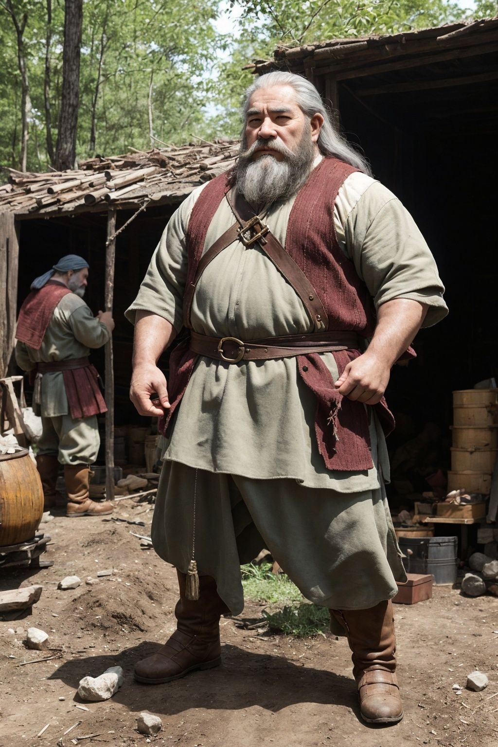 Dwarves are a fictional character archetype that typically have short but robust bodies and are known for their incredible strength. Their skin color is usually gray or brown, and their hair is typically dark brown or auburn and short and stout. Dwarves' features are often rugged with prominent beards or goatees, which are considered indicative of their brawn and fighting prowess. They have dark-colored eyes and heightened vision due to their long periods of subterranean living.Dwarves typically wear heavy clothing and leather goods, which are made to be durable and protective during their mining and crafting processes. Their broad and powerful hands are highly regarded for their skilled craftsmanship, from building homes to the forging of weapons and armor.Generally, dwarves are known for their bravery and stubbornness. They value tradition, respect for the law, and family honor, which they take pride in. Overall, the dwarven archetype is widely used in culture to represent a variety of characters, including warriors, miners, craftsmen, and elites in various fields.The gentle sunshine and natural scenery under the sunlight: The sunshine is a source of vitality for life. It shines on all things in nature, makes all plants and trees full of vitality, and gives natural scenery a gentle and warm aesthetic.