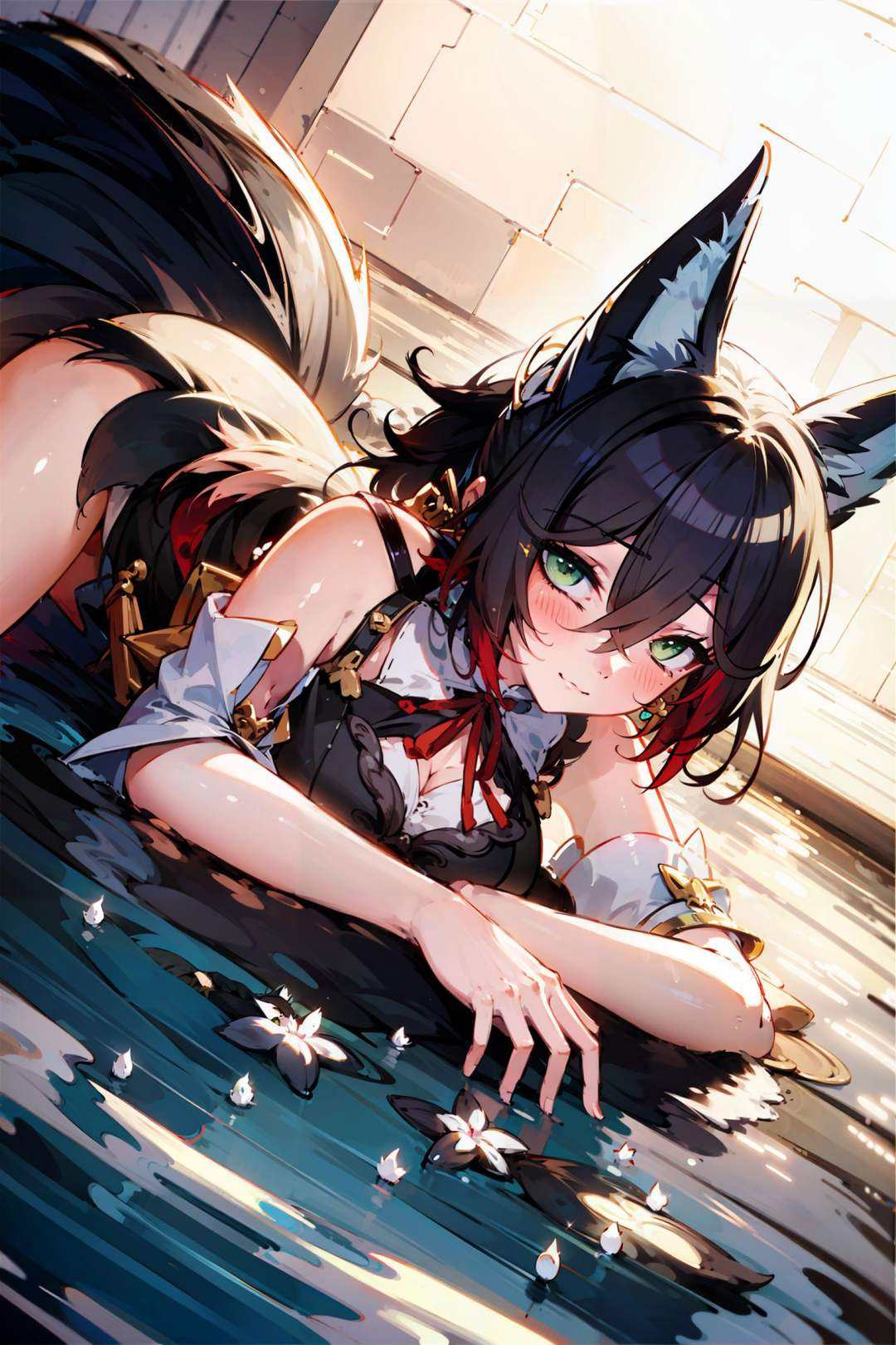 <lora:bengtie_tingyun_v1.0:1>,solo,get wet,soaked all over,(tingyun\(character\):1.5),waves,fox ears,wade,water,river water,daytime,lie down,best quality,masterpiece,illustration,extremely detailed,CG,unity,8k wallpaper,Amazing,finely detail,masterpiece,best quality,official art,extremely detailed CG unity 8k wallpaper,absurdres,incredibly absurdres,ultra-detailed,highres,(pureerosface_v1:0.5),(ulzzang-6500-v1.1:0.5),