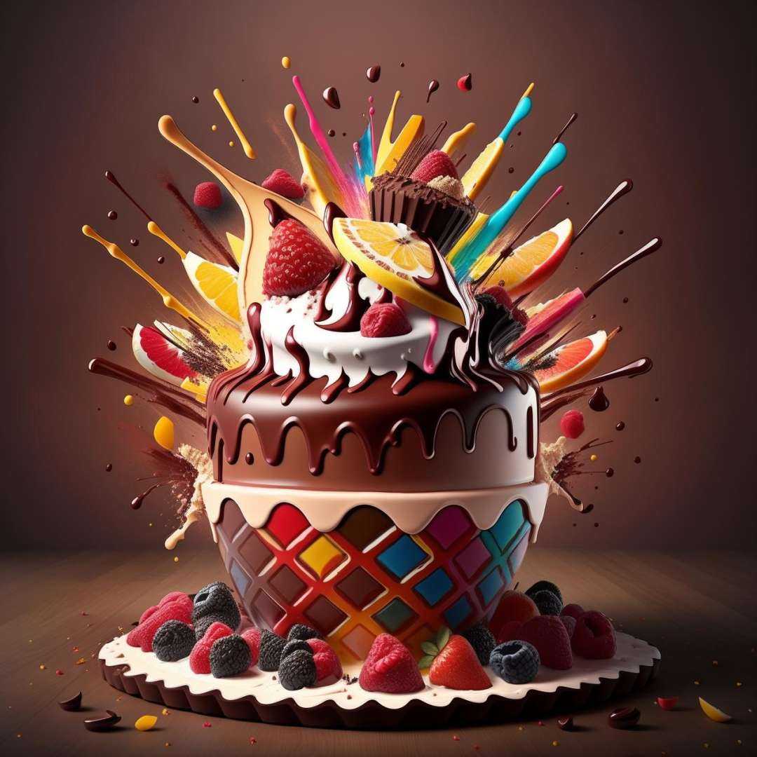 of fruits and dark chocolate ice-cream,  high detail,  very realistic on Tensor.Art